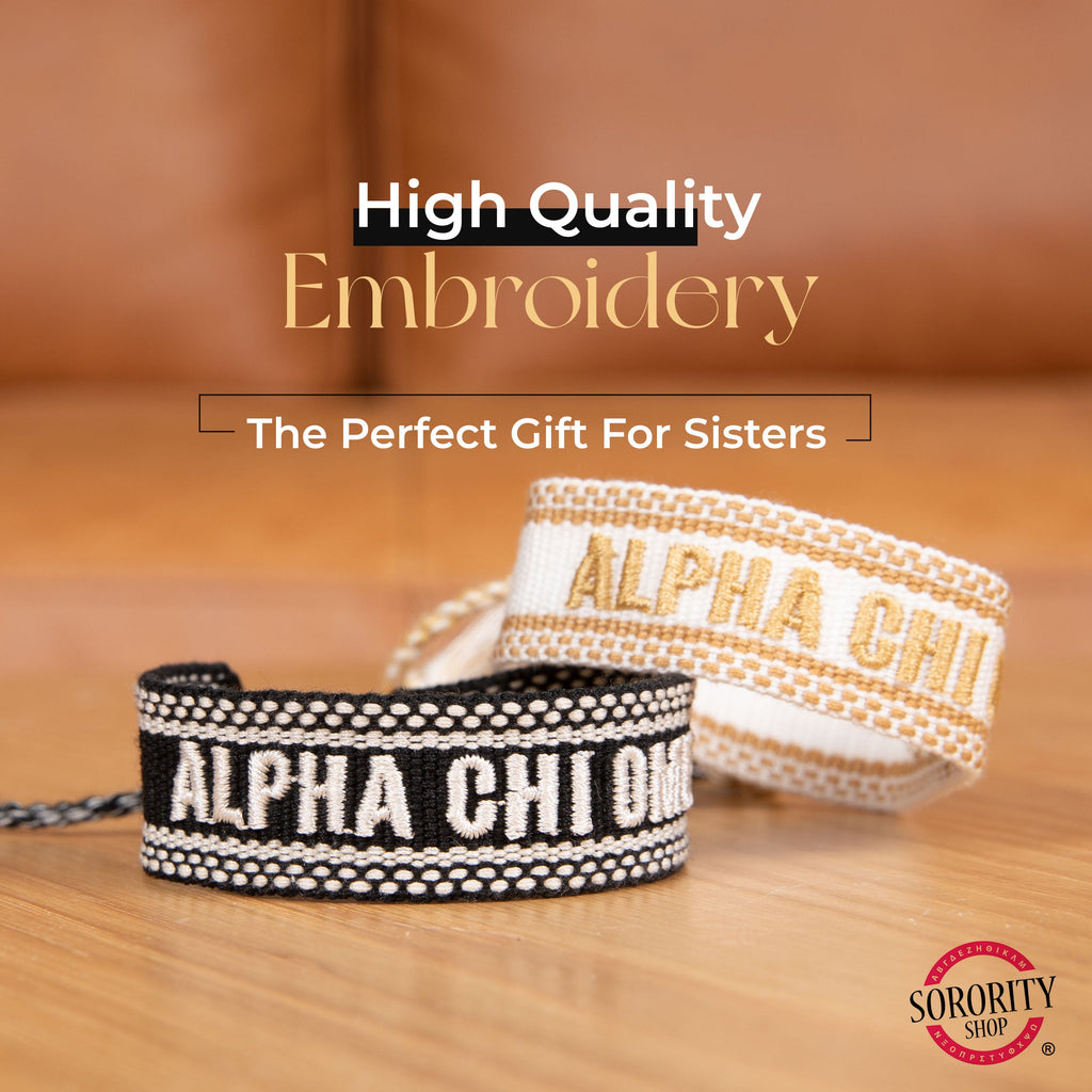 Delta Zeta Woven Bracelet, Black and White Design