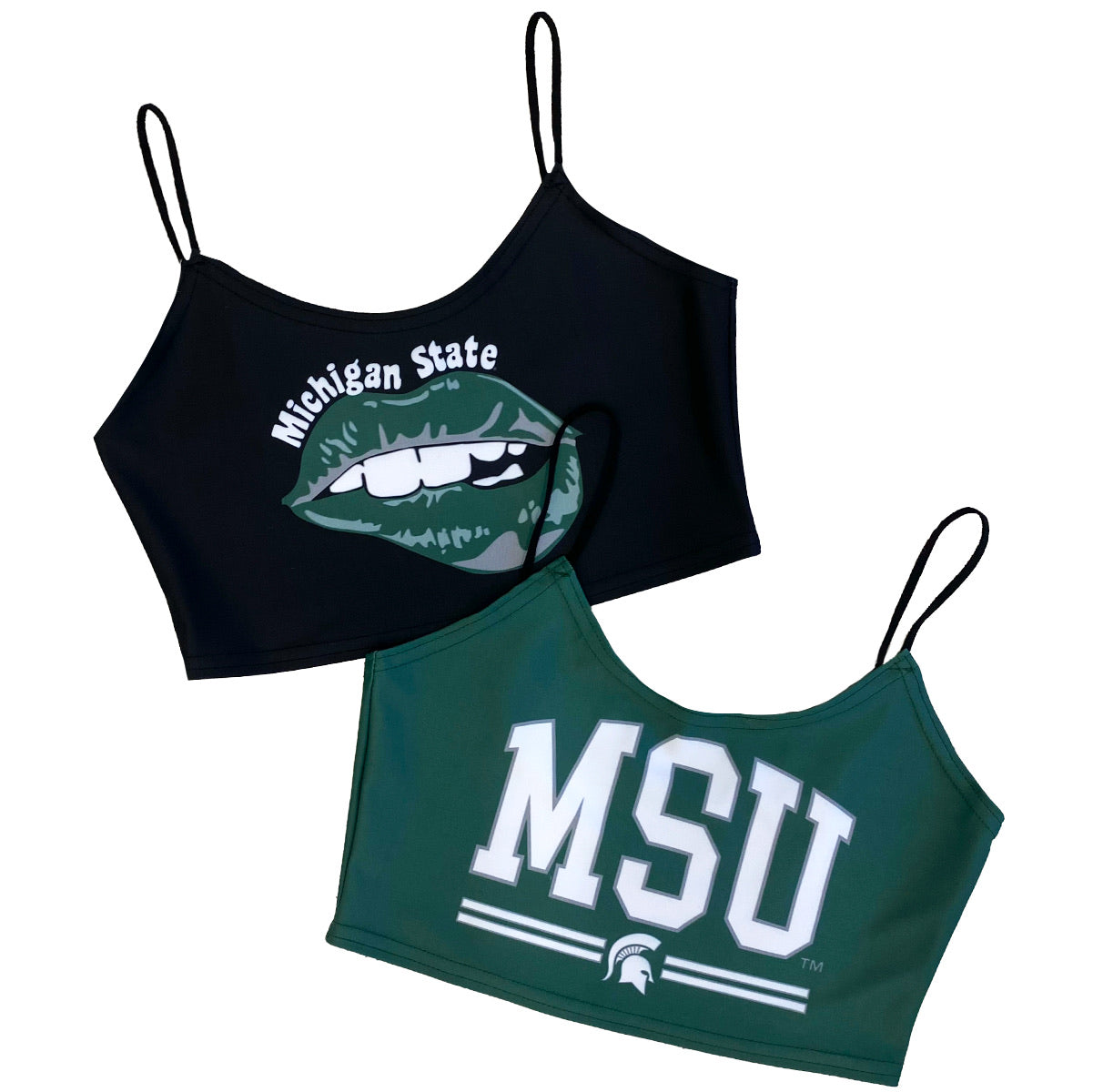 Michigan State Lips Black Spaghetti Tank