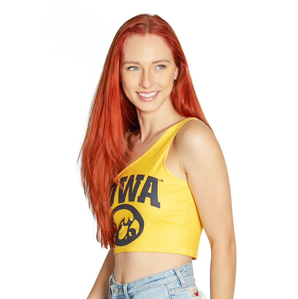 Iowa Hawkeyes Yellow One Shoulder Top