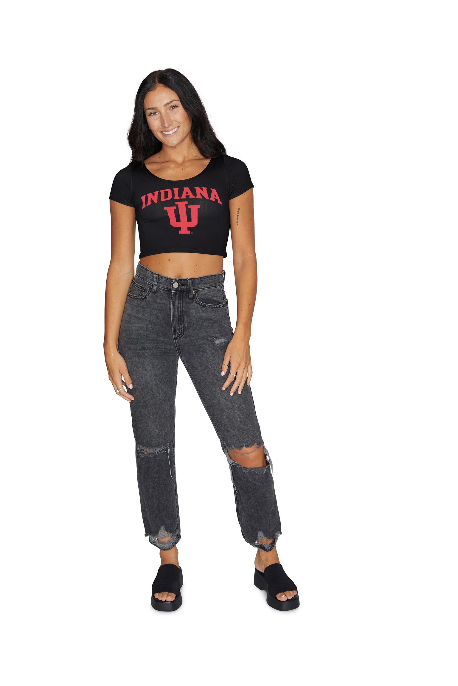 Indiana Hoosiers Black Babydoll Tee