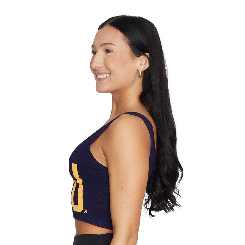 West Virginia Mountaineers Navy Blue Crop Tank Top