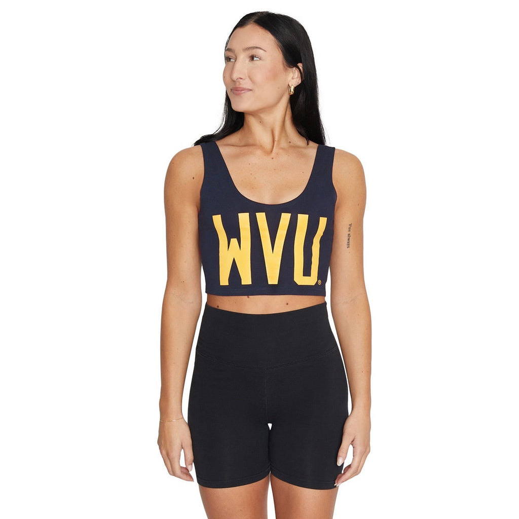 West Virginia Mountaineers Navy Blue Crop Tank Top