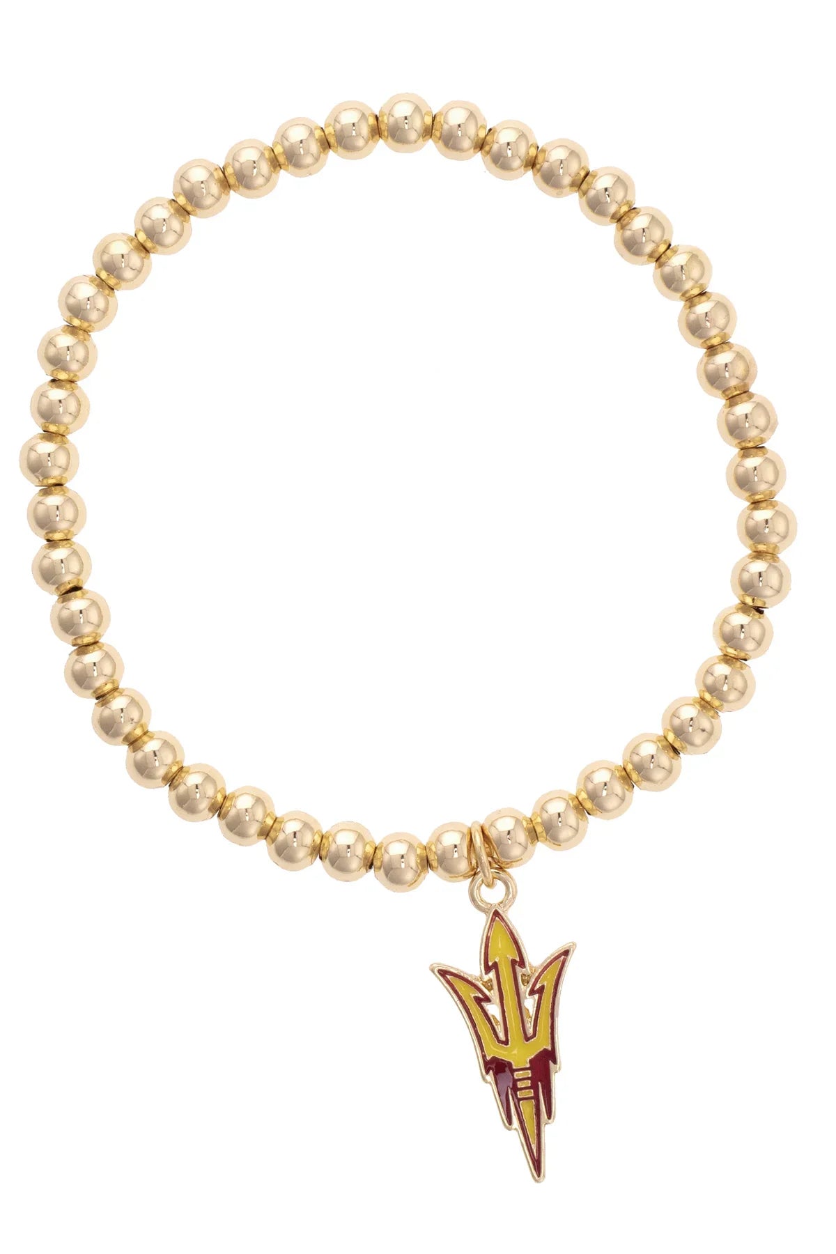 Arizona State Sun Devils Ball Bead Stretch Bracelet in Satin Gold