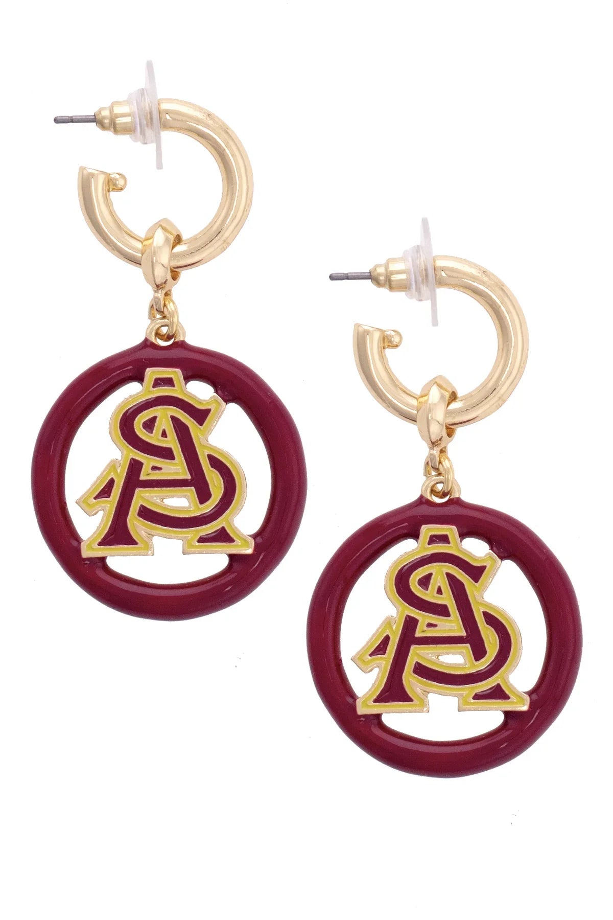 Arizona State Sun Devils Logo Medallion Drop Hoop Earrings - FINAL SALE