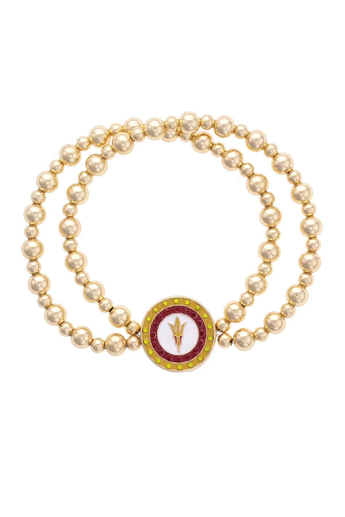 Arizona State Sun Devils Pave Disc 2-Row Ball Bead Bracelet