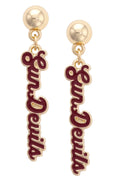 Arizona State Sun Devils Enamel Script Earring in Shiny Gold