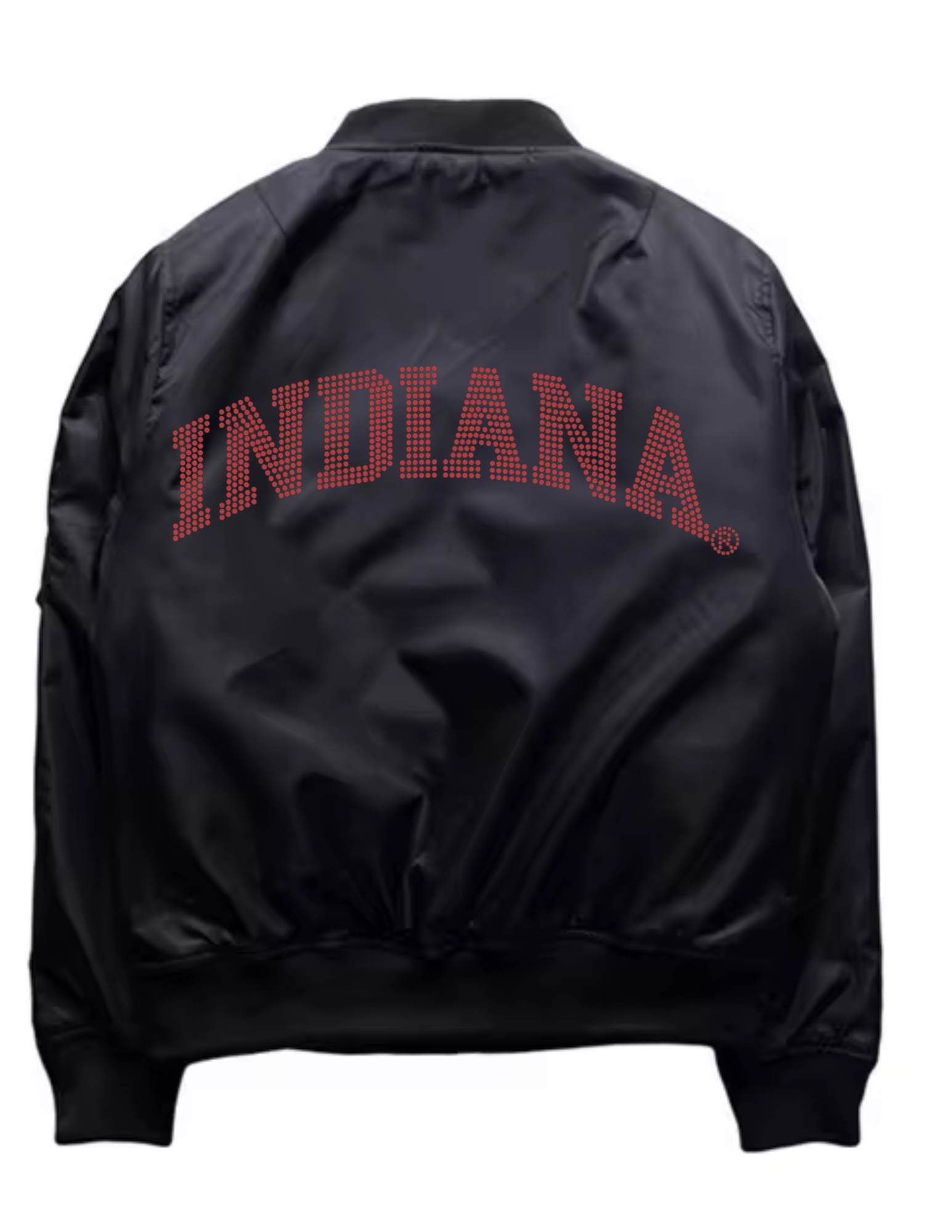 Indiana University Curved Indiana & Hoosiers Black Bomber Jacket