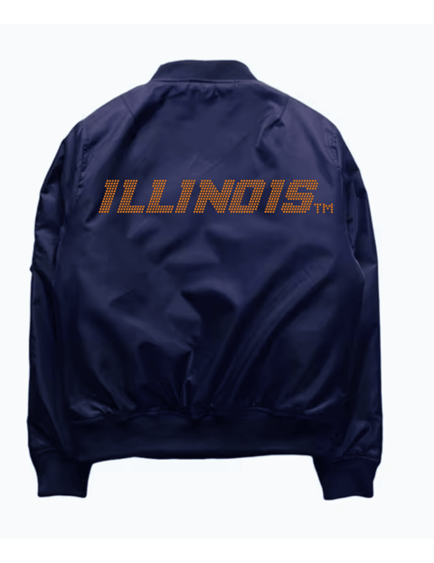 University of Illinois Orange Illinois Block Lettering Navy Bomber