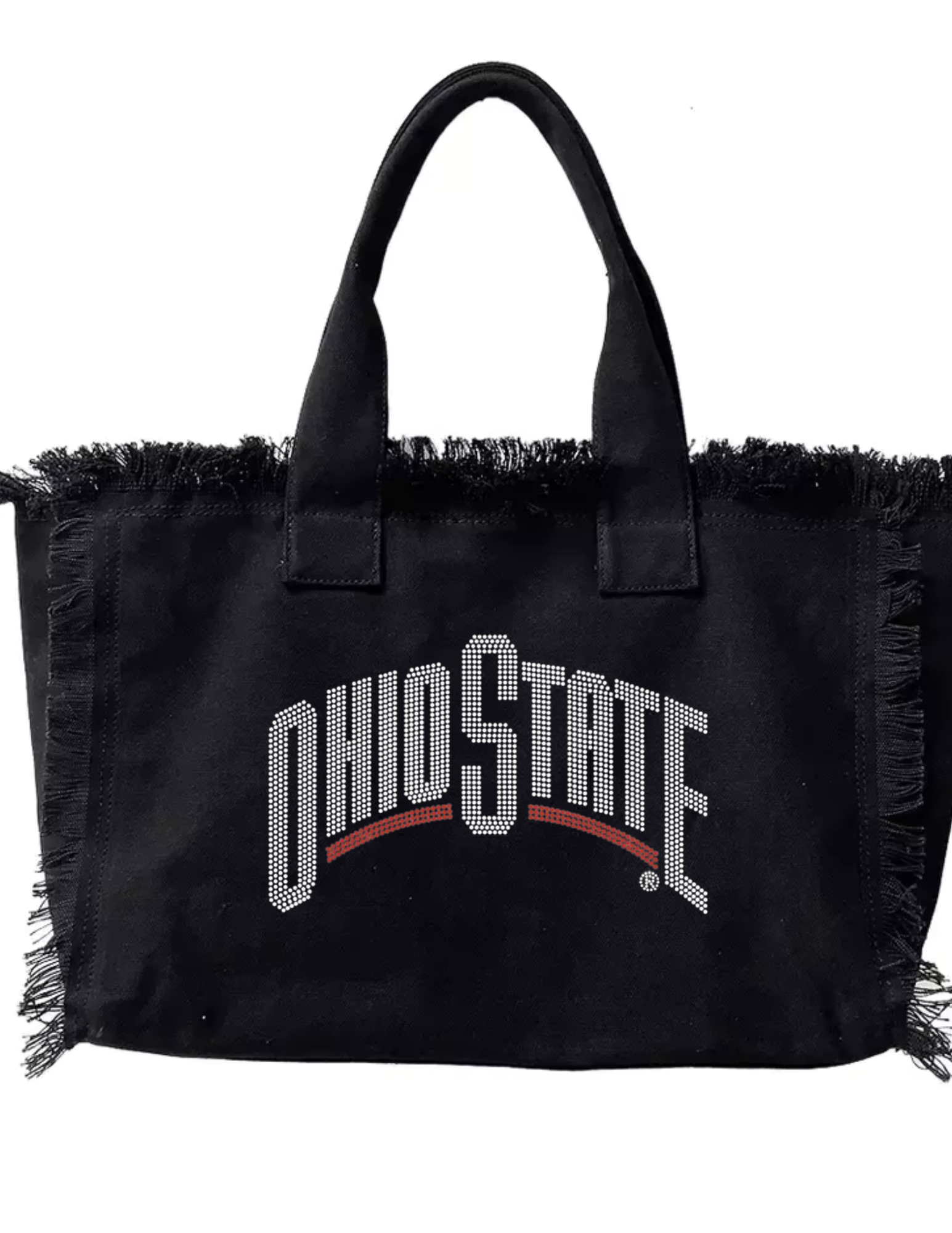 Black Canvas Tote Bag, Ohio State Curve White