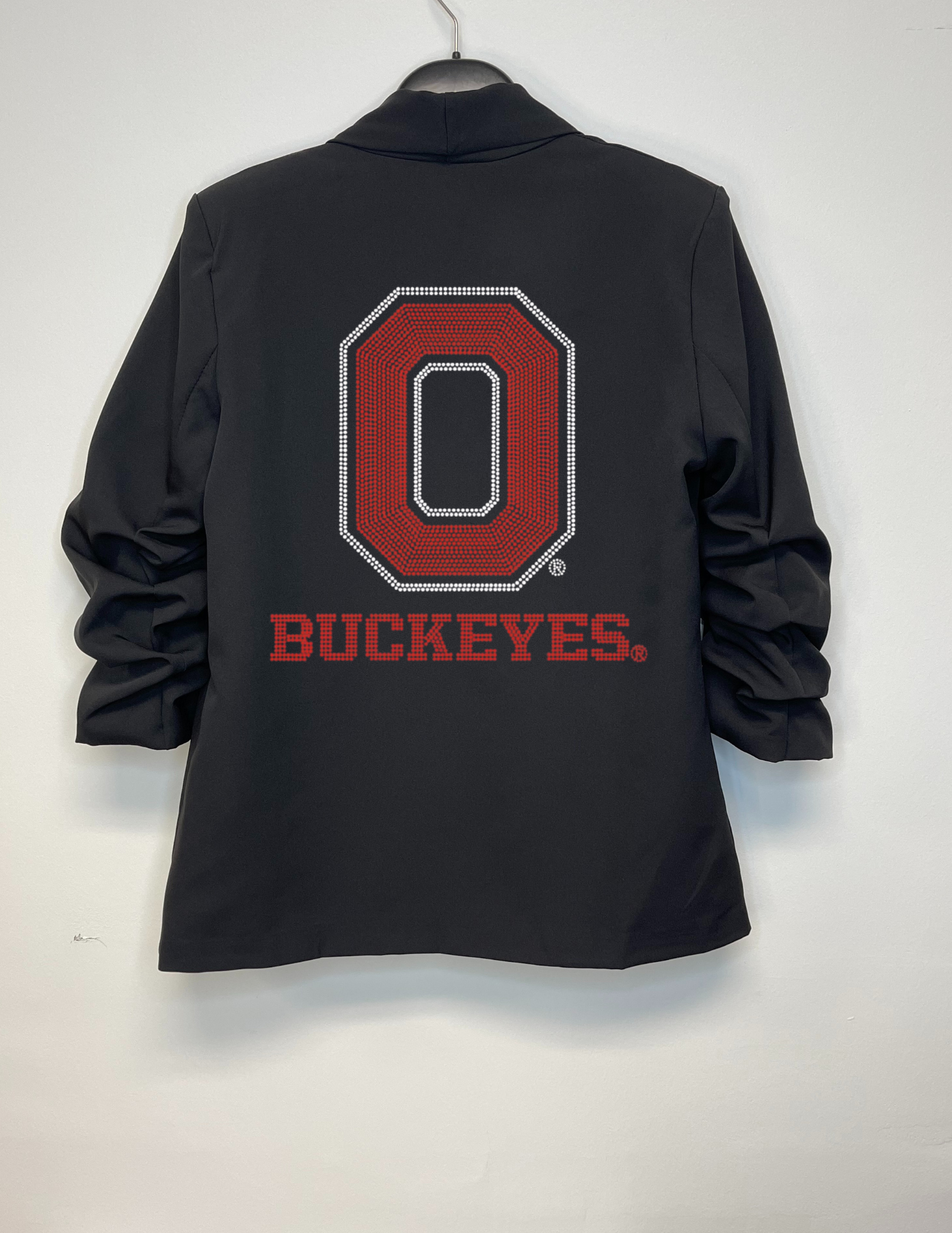 Ohio State O Buckeyes Black Ruched Sleeve Blazer