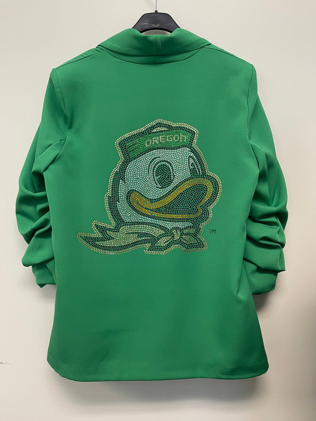 University Of Oregon Duck Green Ruched Sleeve Blazer