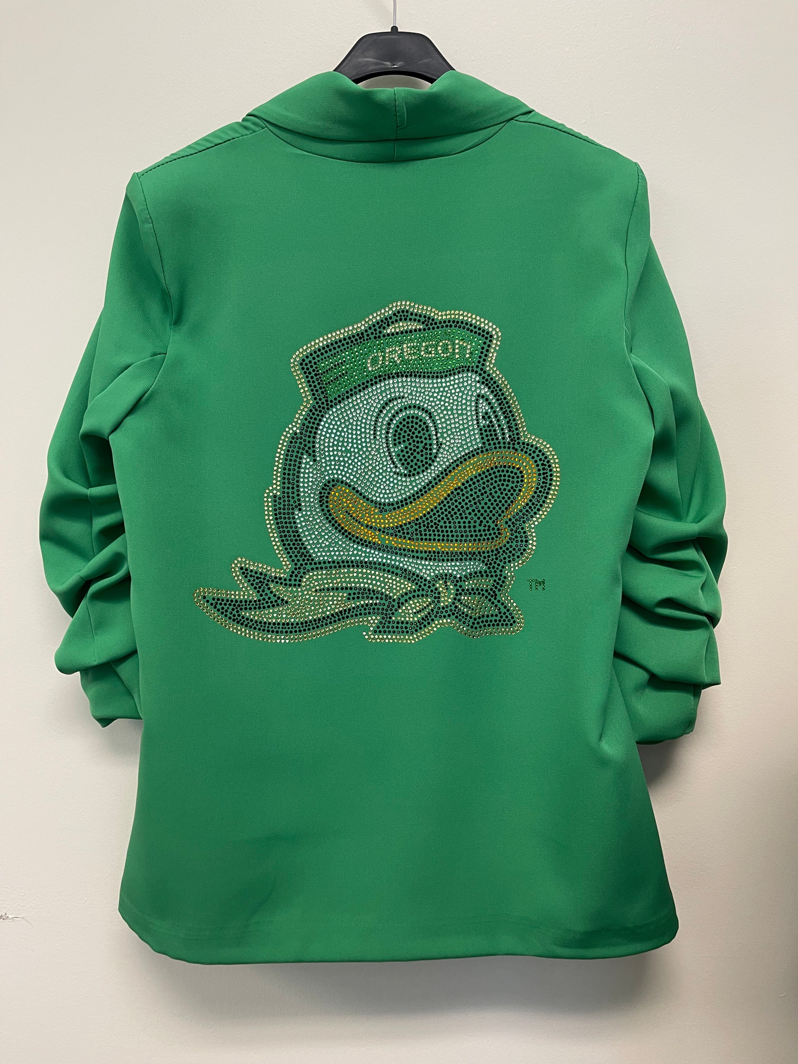 University Of Oregon Duck Green Ruched Sleeve Blazer