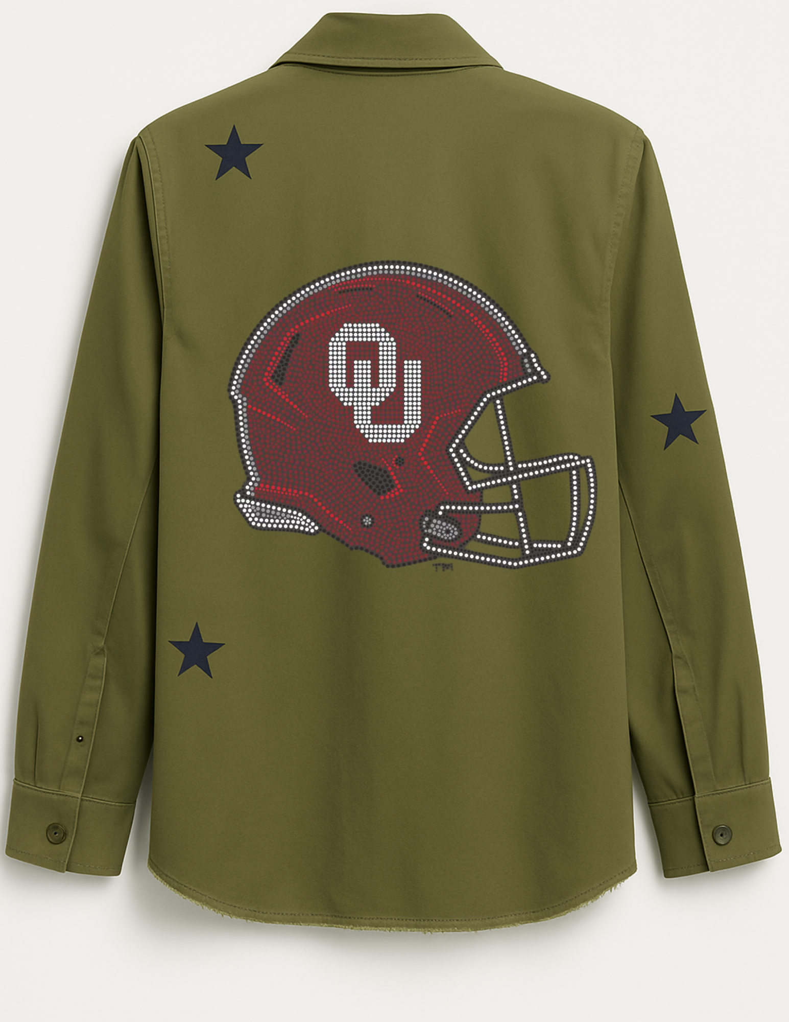 University of Oklahoma Helmet Army Green Shacket