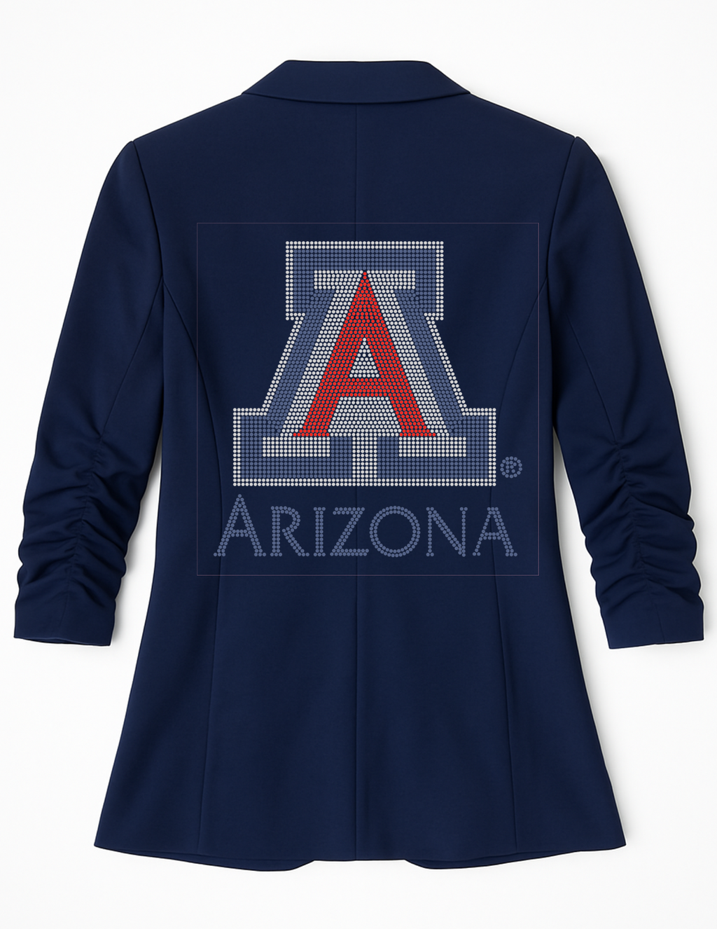 University of Arizona Block A Arizona Navy Ruched Sleeve Blazer