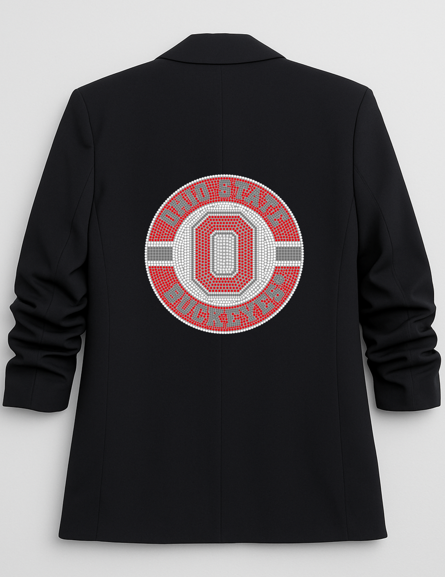 Ohio State Circle Decal Black Ruched Sleeve Blazer