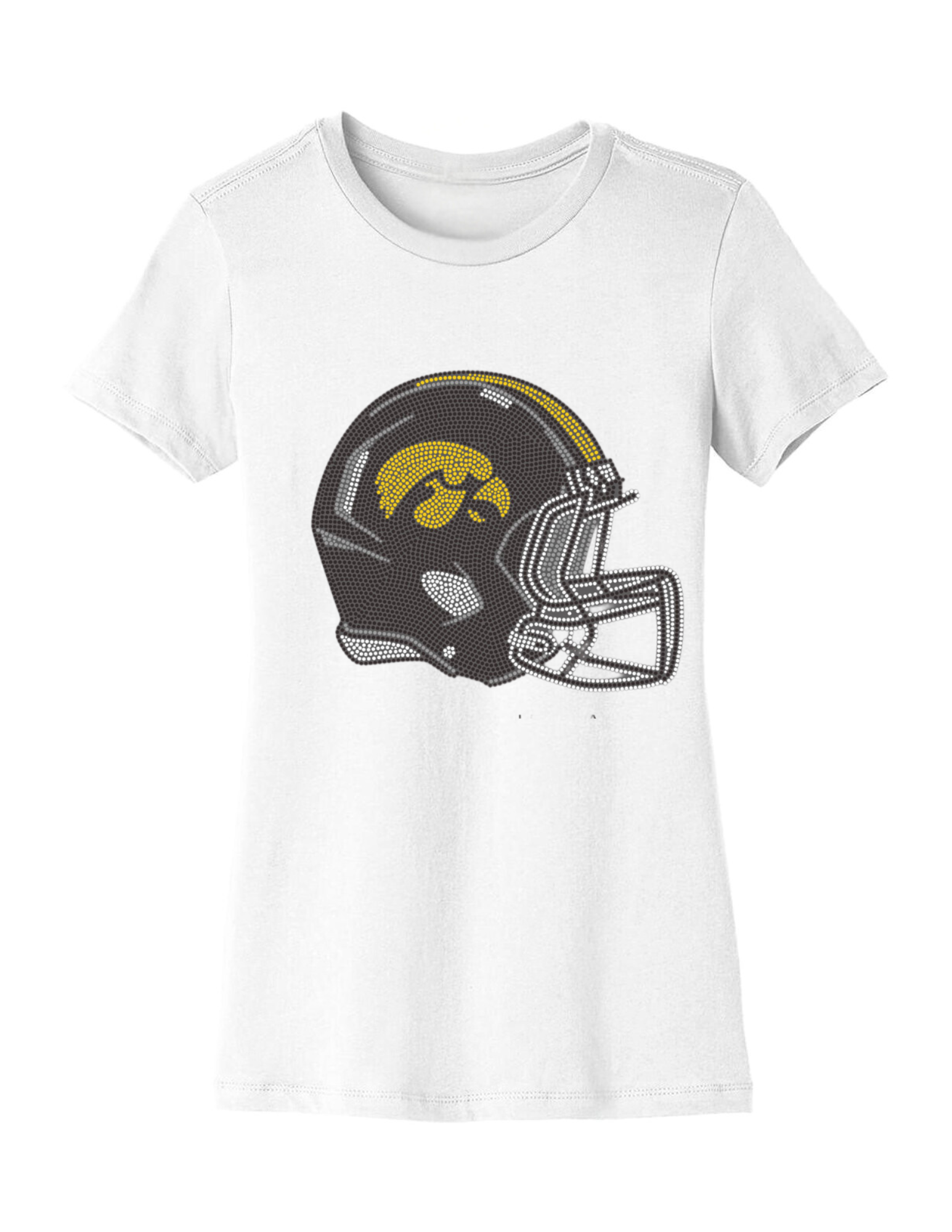 University of Iowa Helmet Crewneck White Short Sleeve T-Shirt