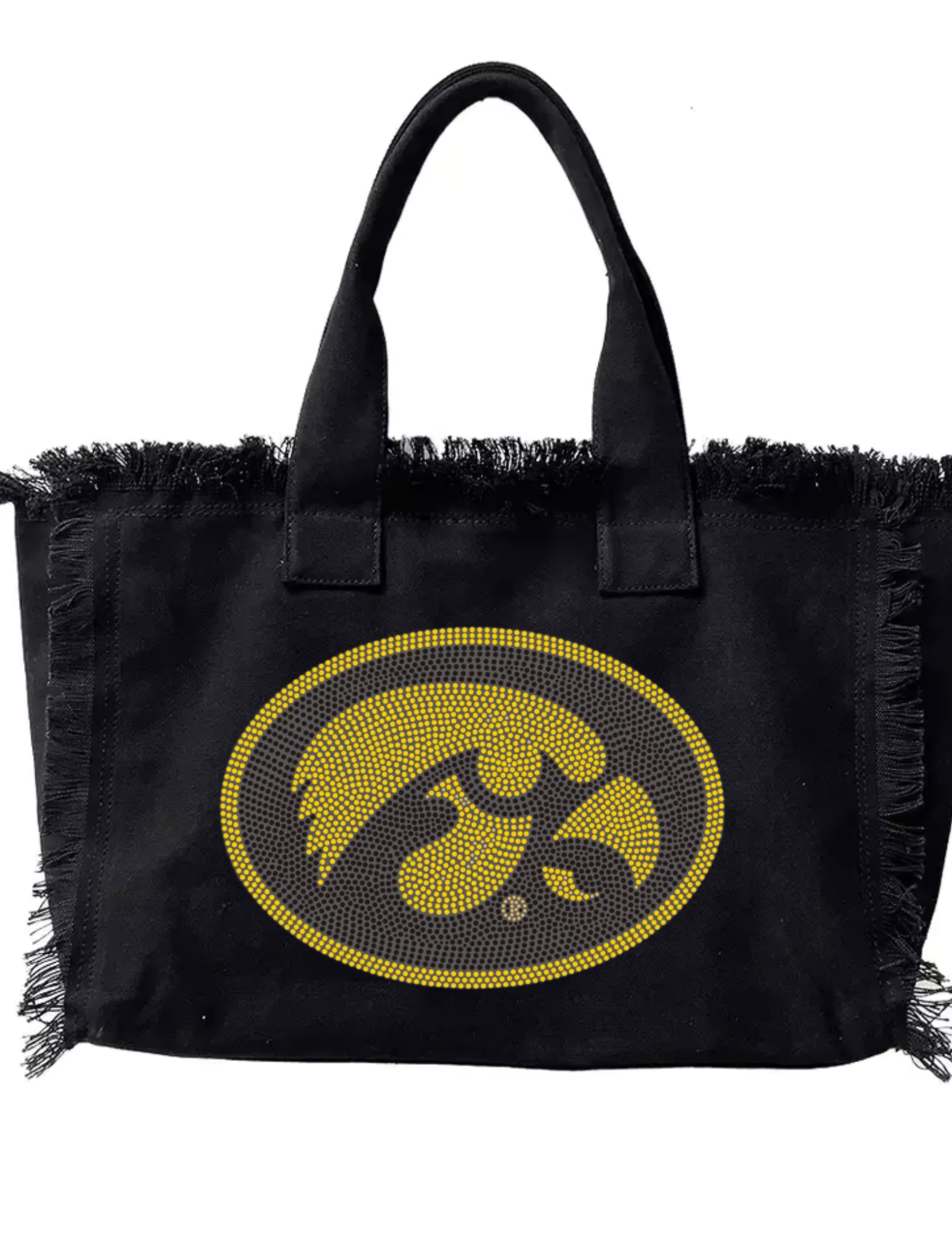 University of Iowa Oval Tigerhawk Black Tote Bag