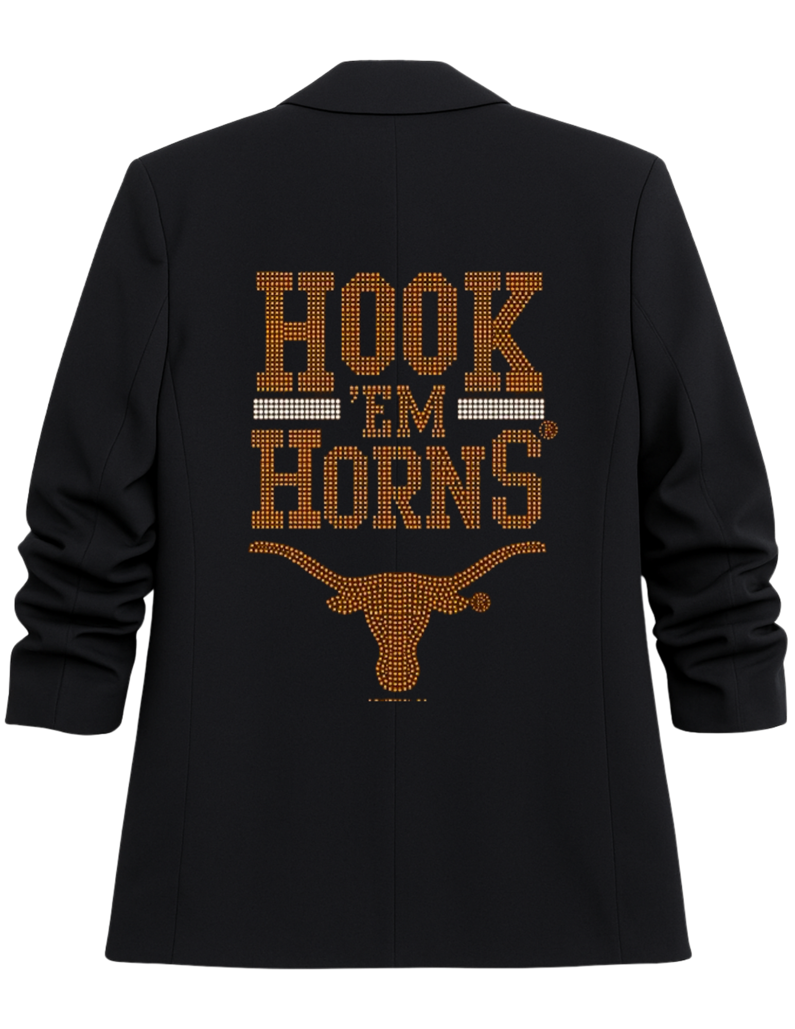 University of Texas-Austin Hook Em Horns Black Ruched Sleeve Blazer