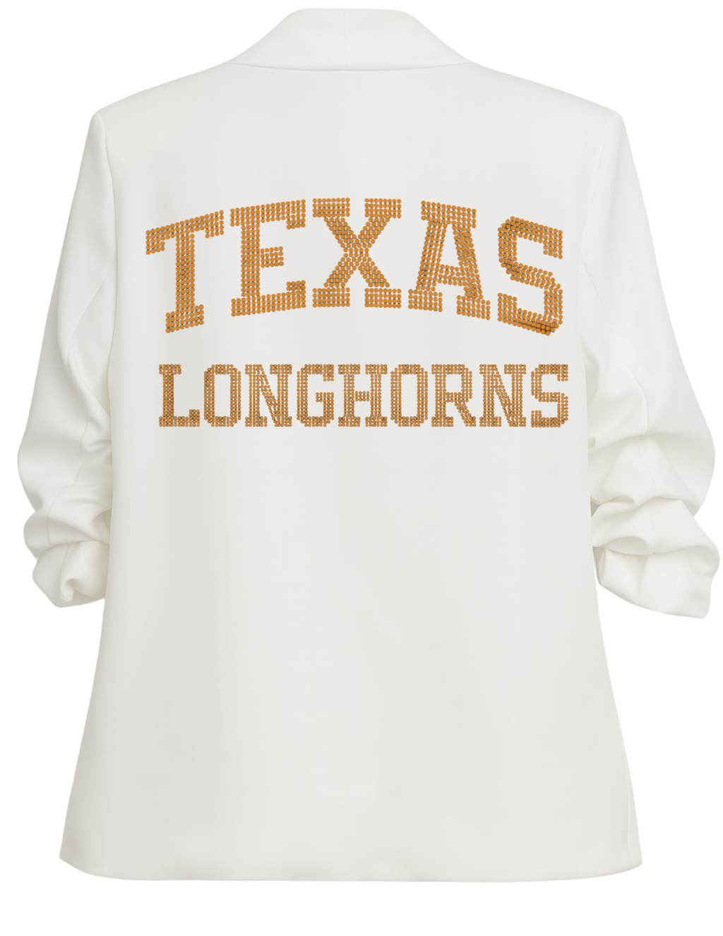 University of Texas-Austin Longhorns White Ruched Sleeve Blazer
