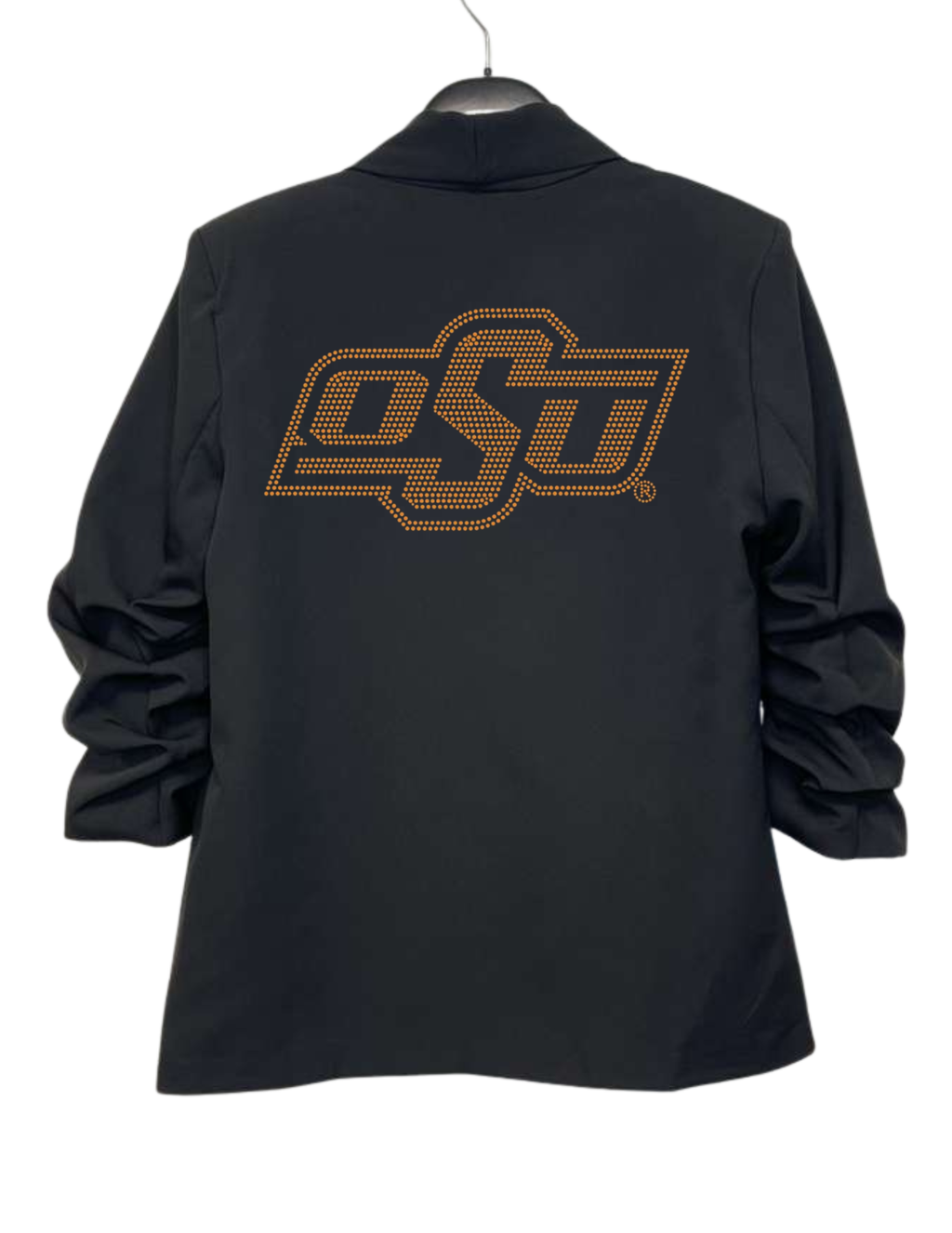 Oklahoma State OSU Black Ruched Sleeve Blazer