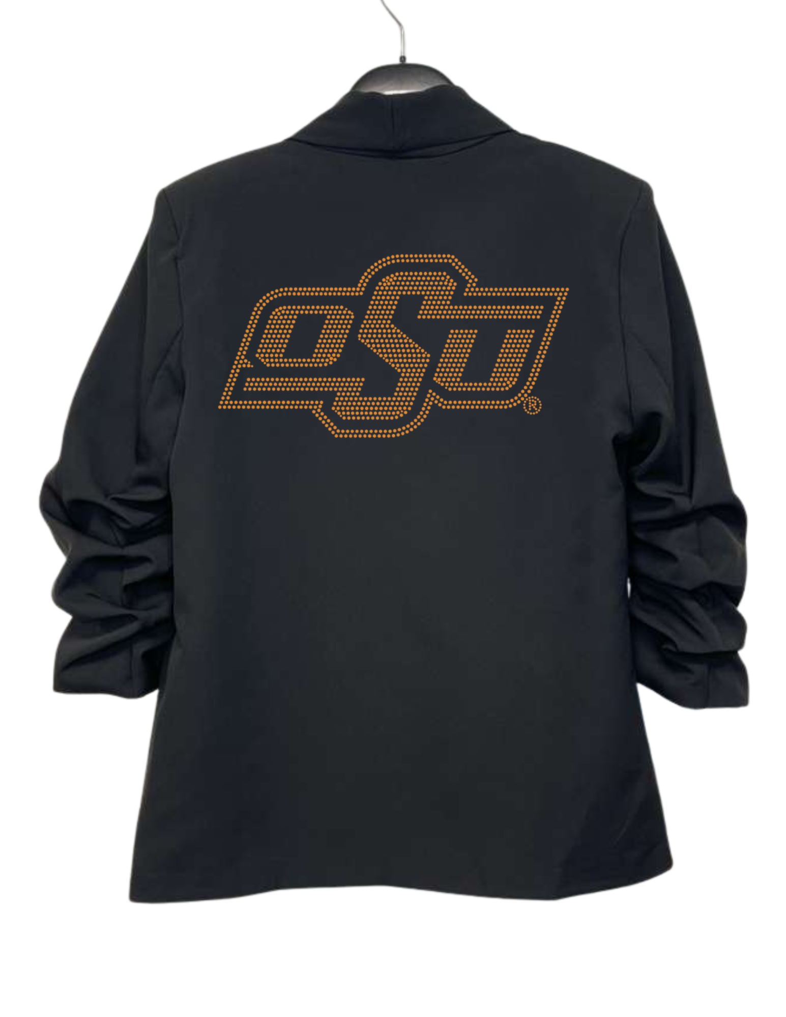 Oklahoma State OSU Black Ruched Sleeve Blazer