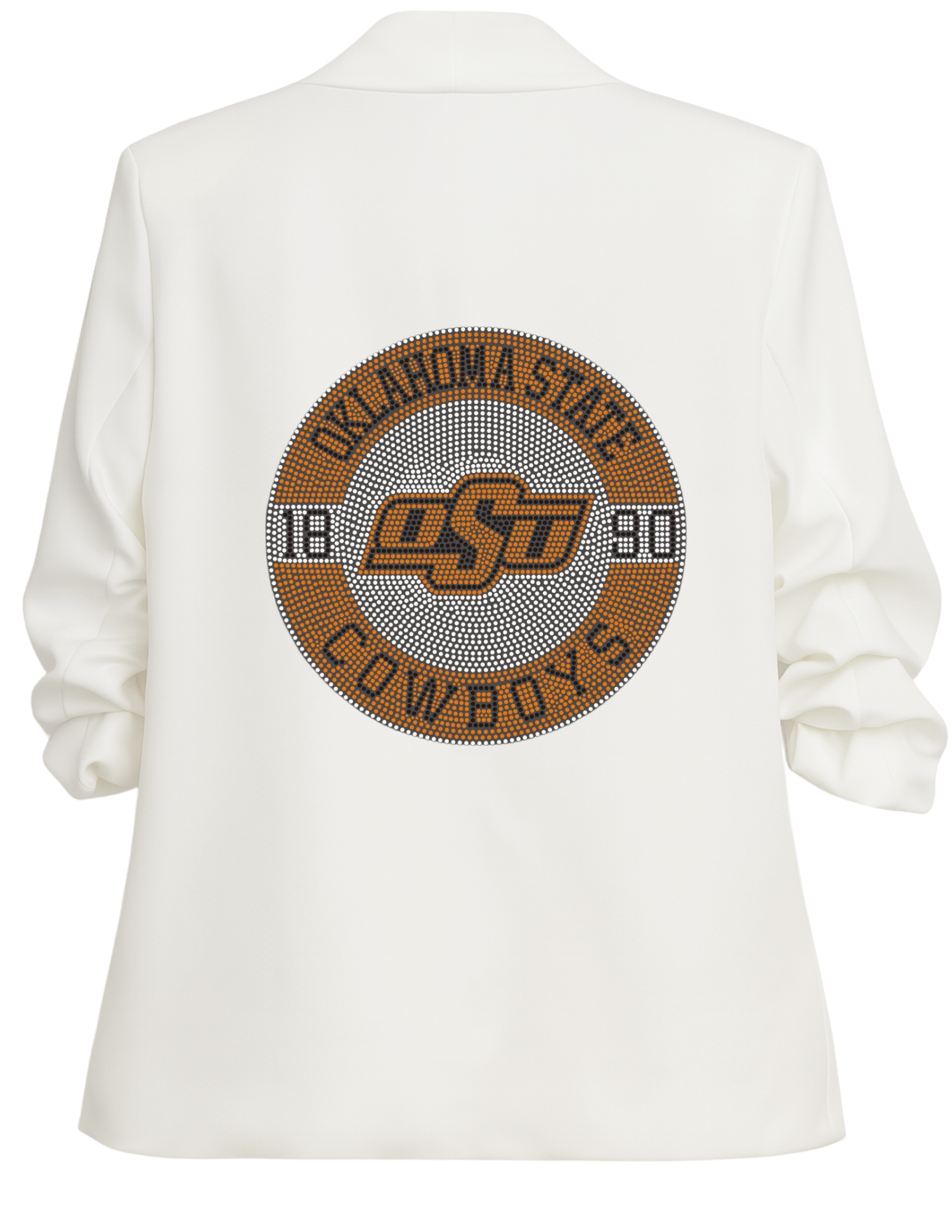 Oklahoma State EST. 1890 White Ruched Blazer