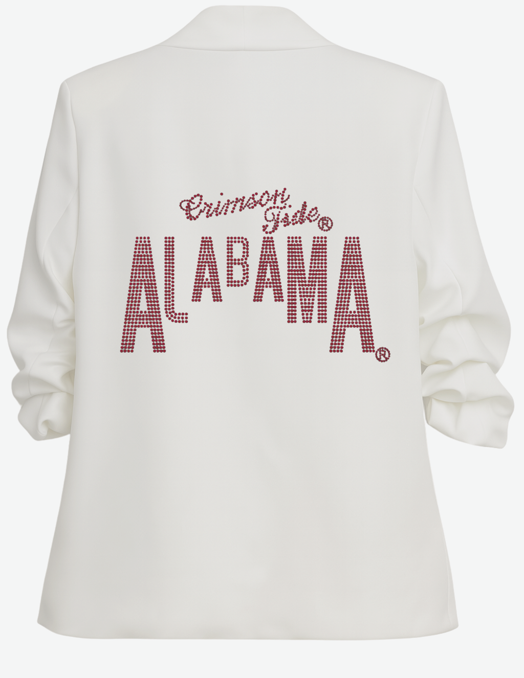 University of Alabama Crimson Tide Design Ruched White Blazer