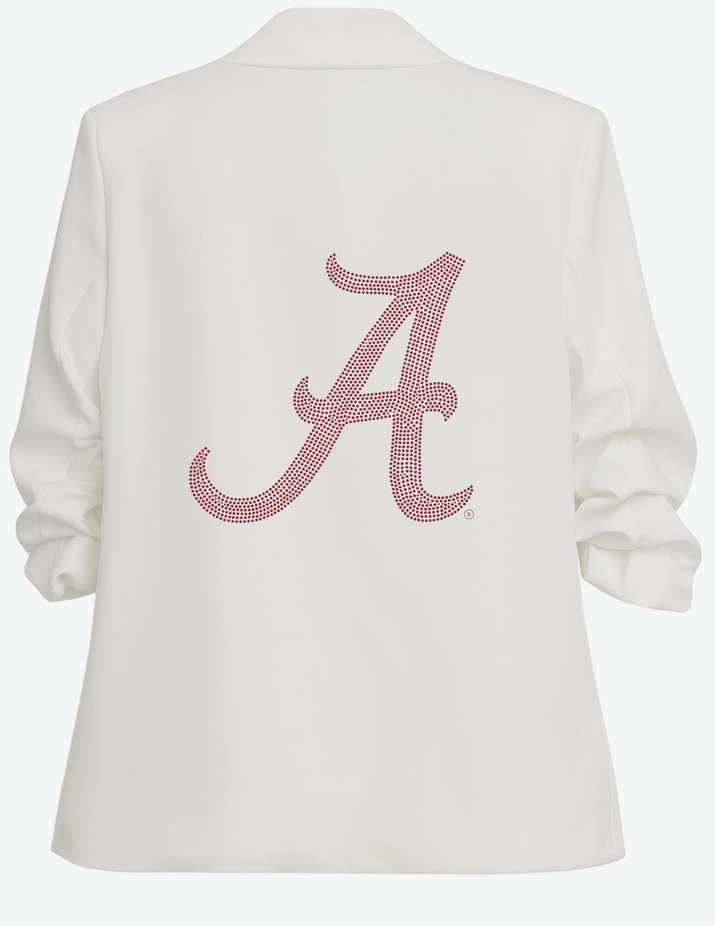 University of Alabama A Logo Ruched White Blazer