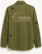 Purdue University Script Army Green Shacket