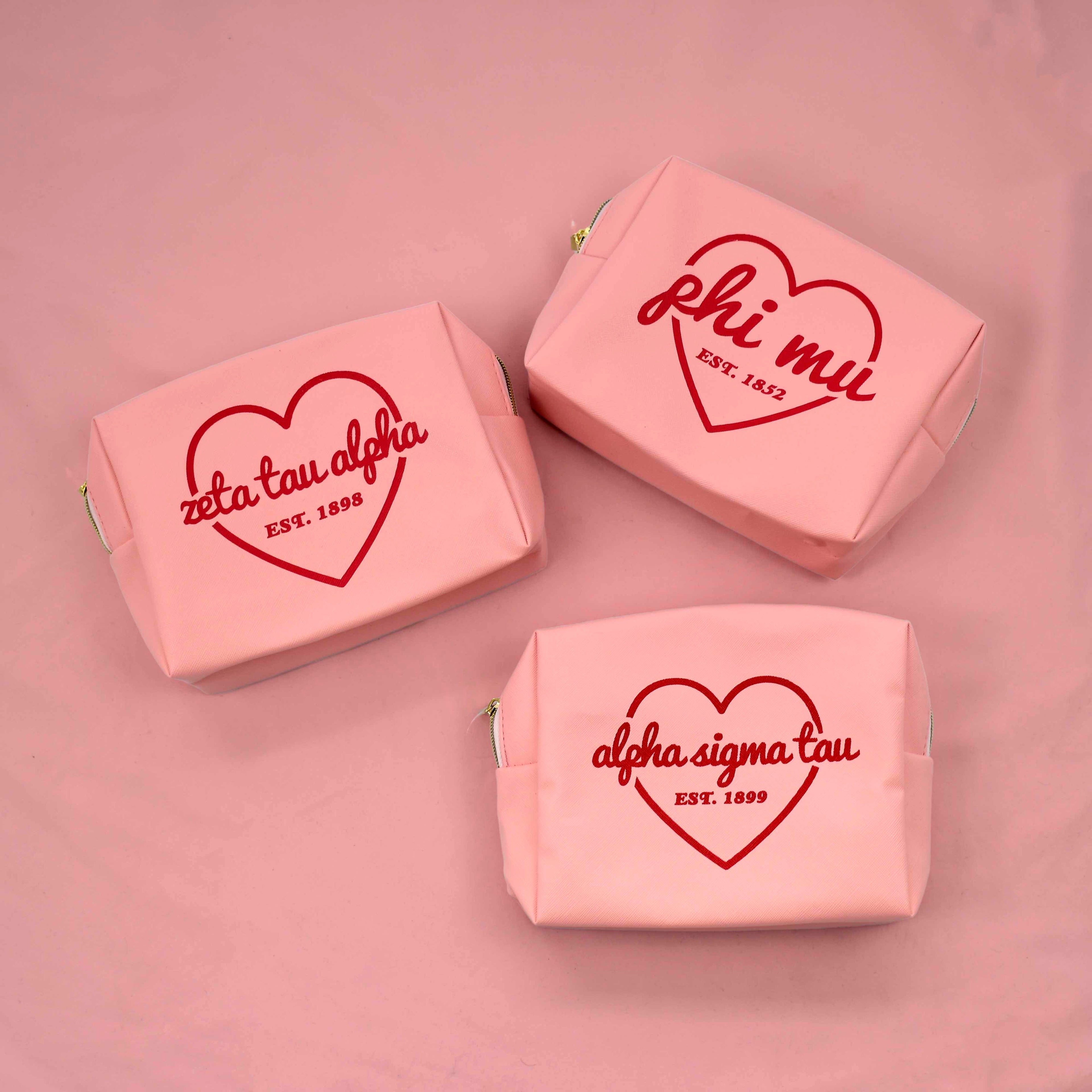 Kappa Delta Pink w/Red Heart Makeup Bag