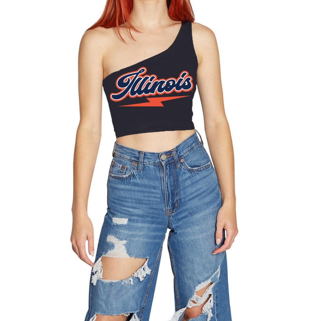 Illinois Fighting Illini Lightning One Shoulder Top