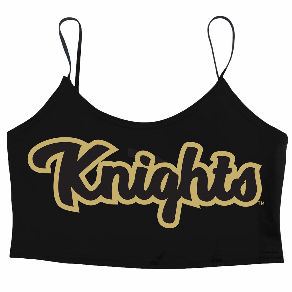 UCF Knights Cursive Outline Black Spaghetti Tank