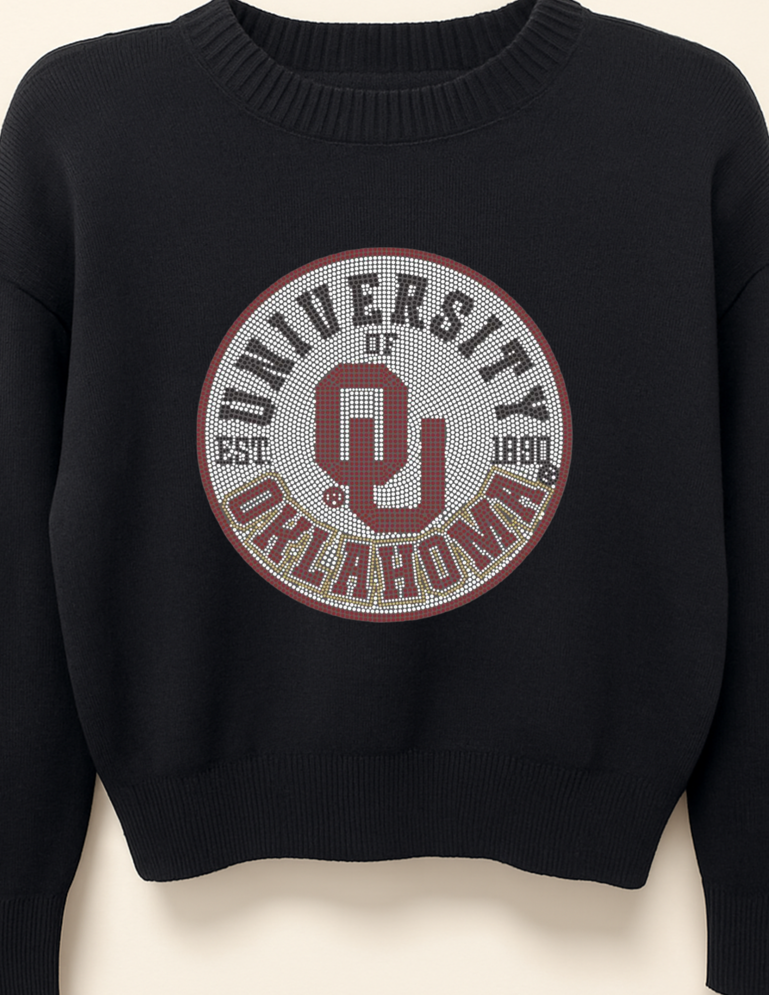 University of Oklahoma EST. 1890 Circle Black Crewneck Sweater