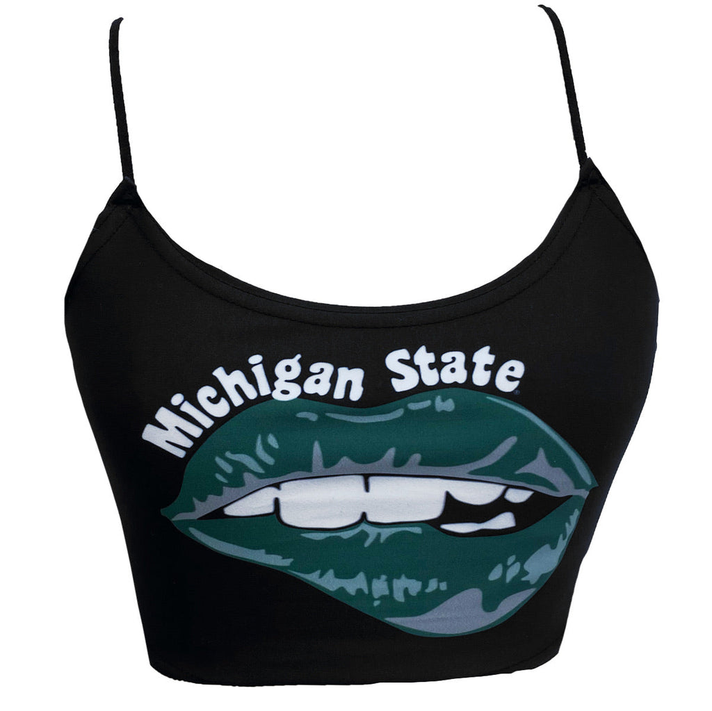 Michigan State Lips Black Spaghetti Tank