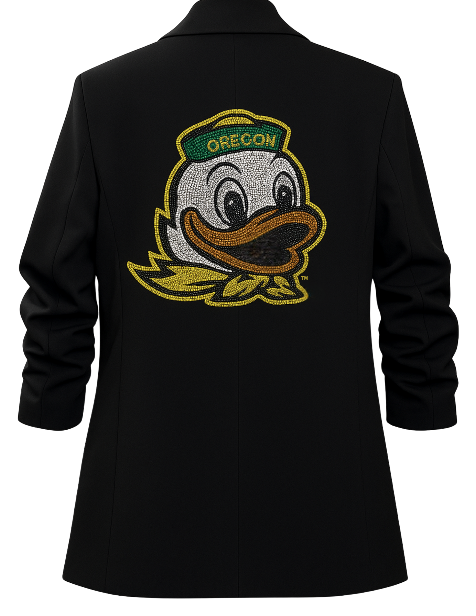 University of Oregon Duck Black Ruched Sleeve Blazer