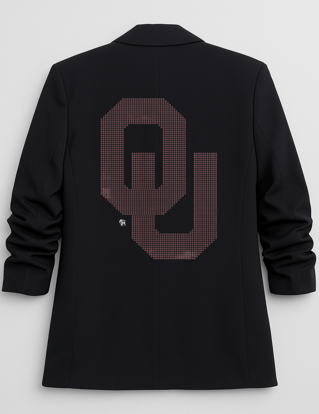 University of Oklahoma Interlocking OU Black Ruched Sleeve Blazer