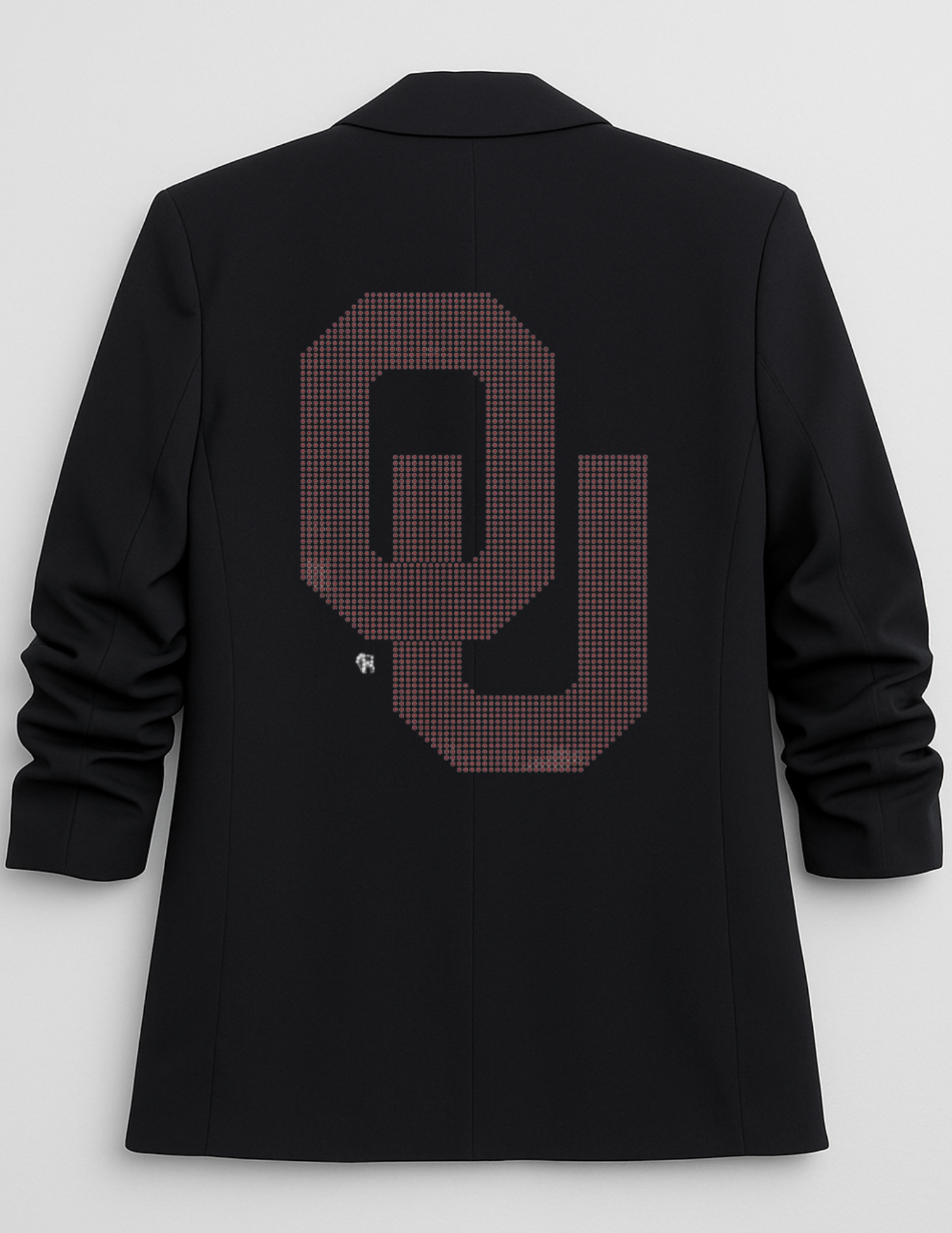 University of Oklahoma Interlocking OU Black Ruched Sleeve Blazer