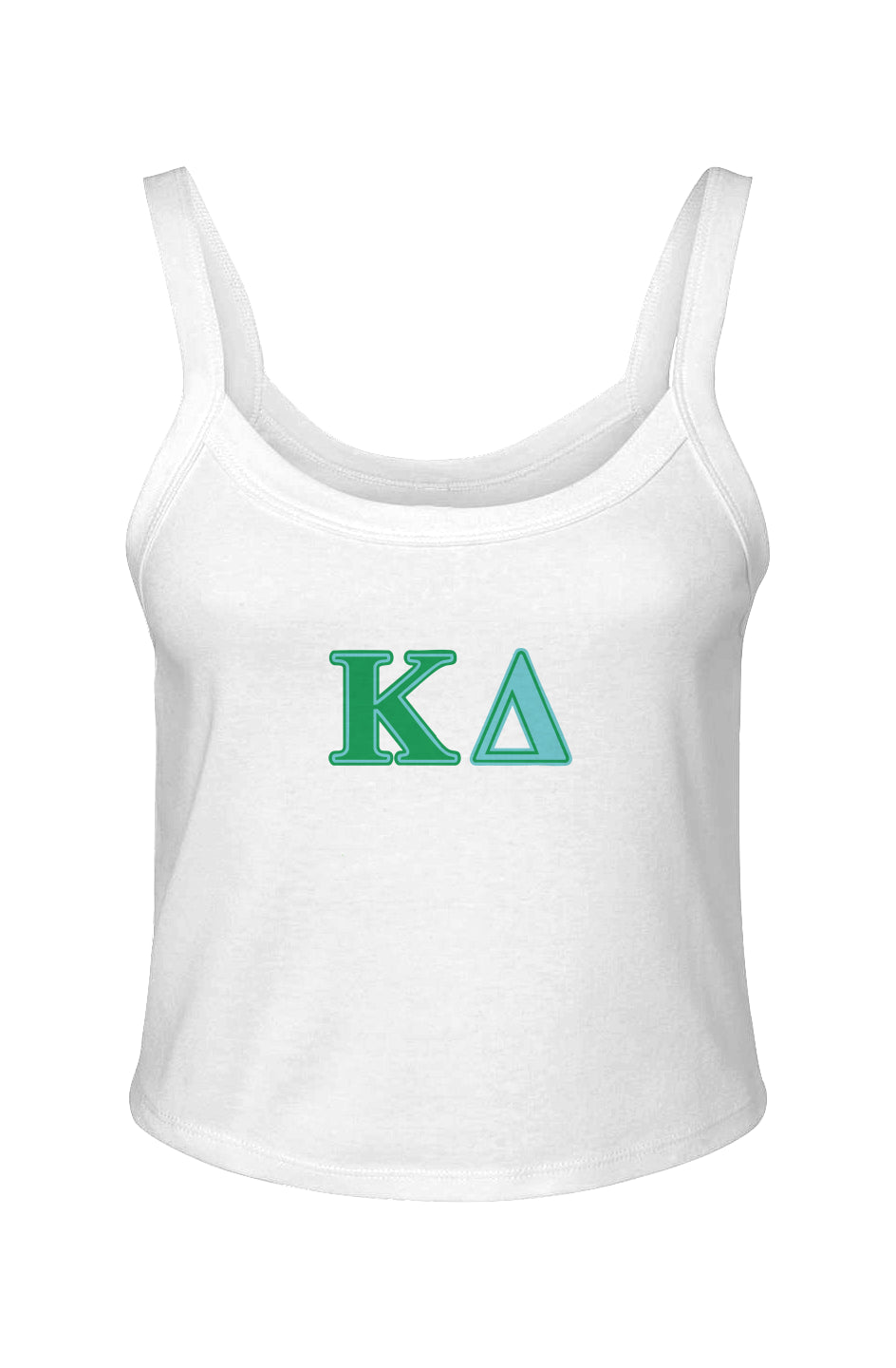 KD GREEN GREEK LETTERS- Micro Rib Spaghetti Strap Tank