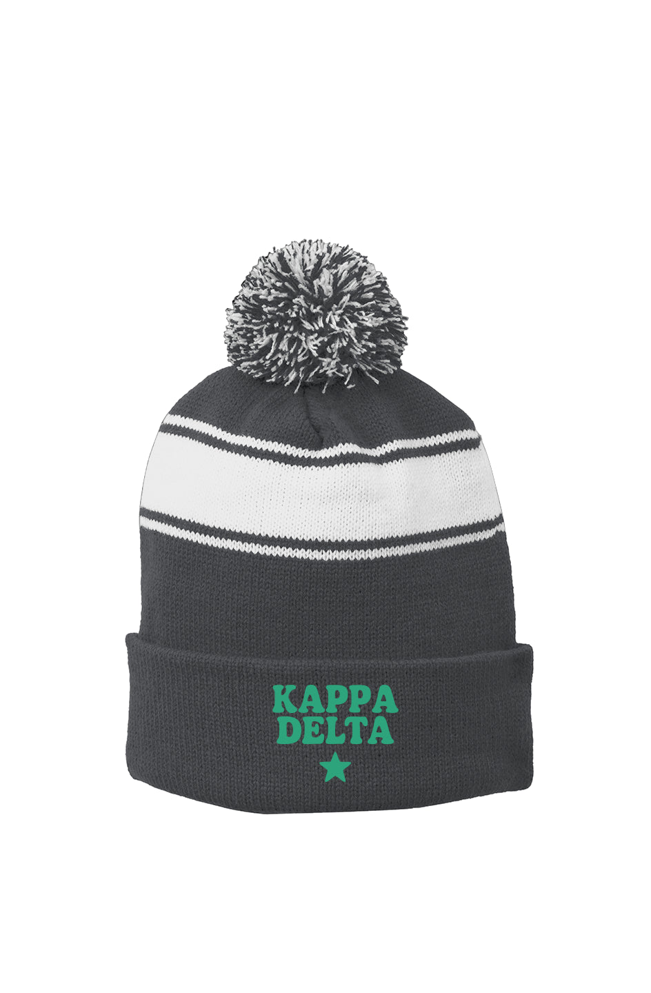 KD STAR GREEN- Stripe Pom Beanie