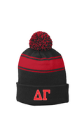 DG POLKA DOTS RED- Stripe Pom Beanie