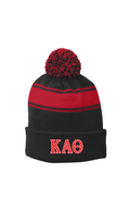 KAT POLKA DOTS RED- Stripe Pom Beanie