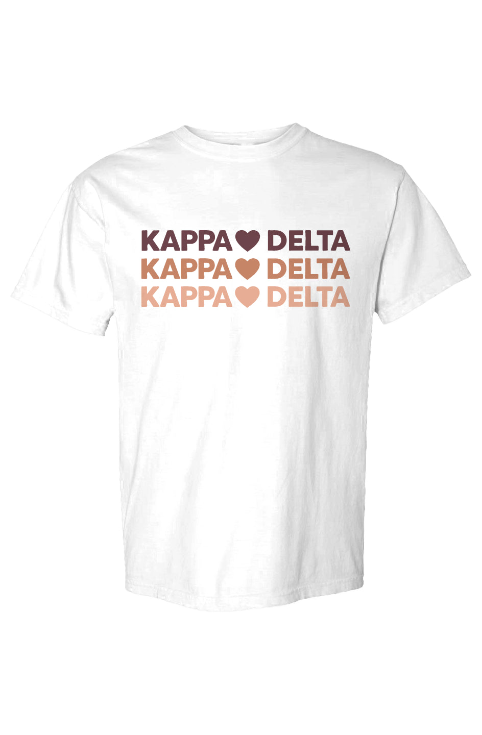 Triple Earthy Color Kappa Delta Hearts Heavyweight T Shirt