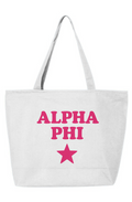 AP PINK STAR-25L Zippered Tote