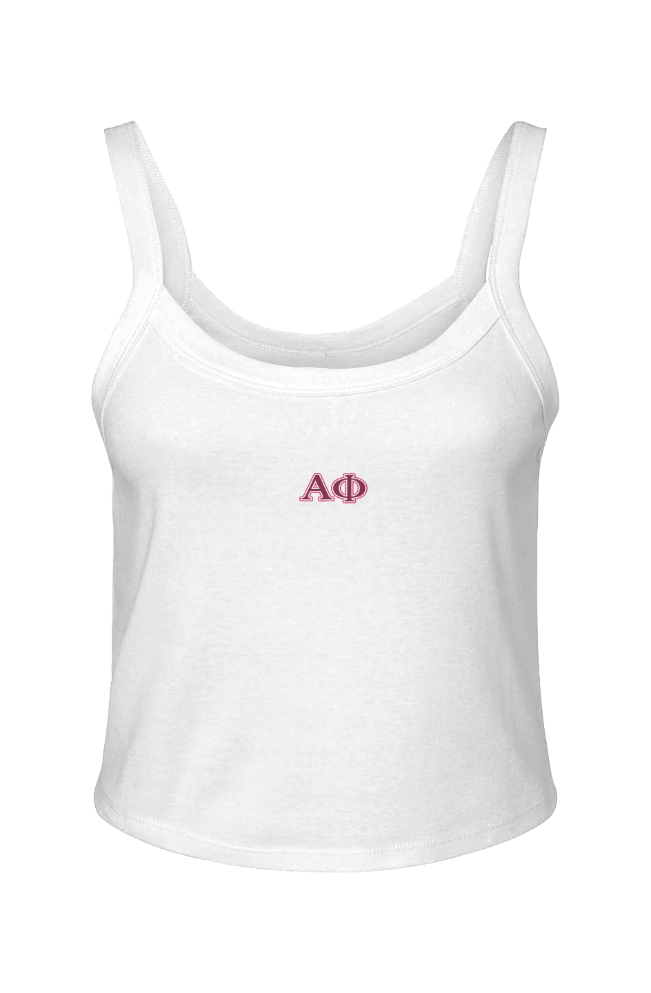 ALPHA PHI GREEK LETTERS- Micro Rib Spaghetti Strap Tank
