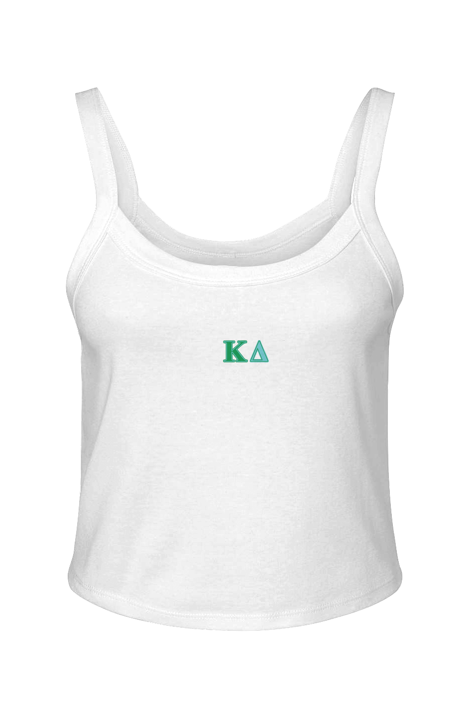 KD Embroidered GREEN GREEK LETTERES-Micro Rib Spaghetti Strap Tank