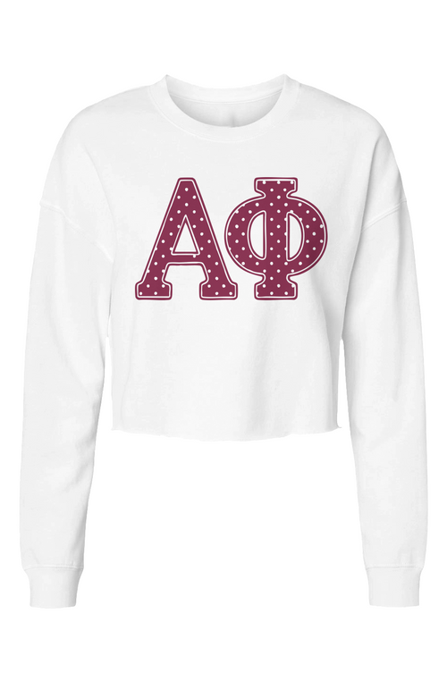 Alpha Phi Polka Dots (Burgundy) Lightweight Cropped Crew