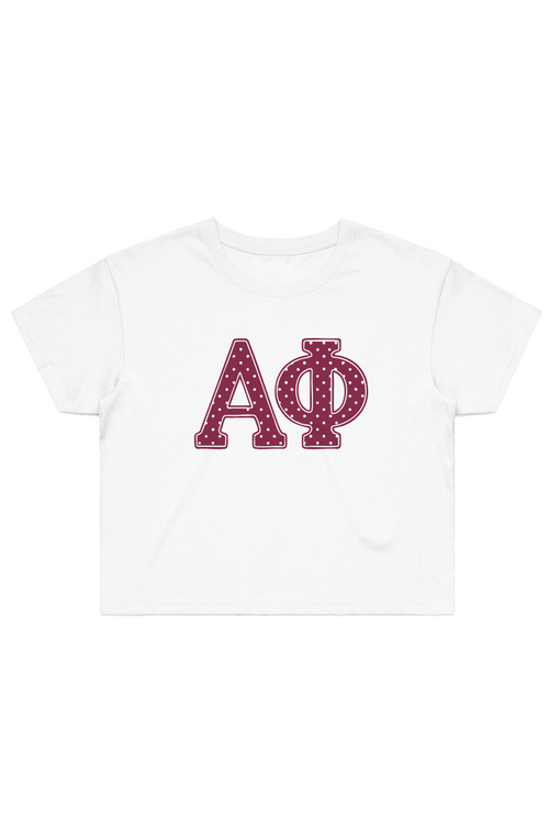 Alpha Phi Polka Dots (Burgundy) Street Crop Tee