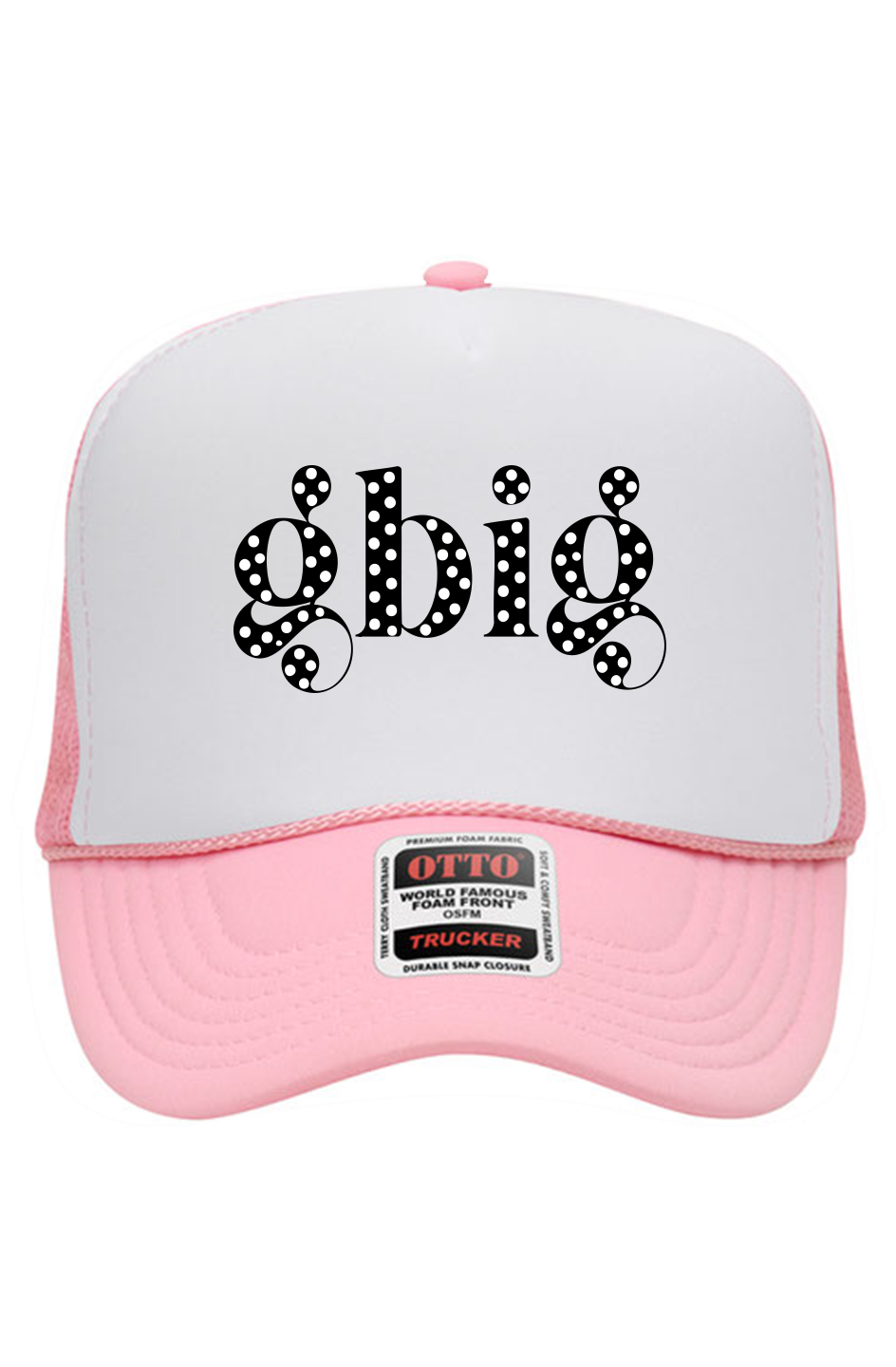"Gbig" Polka Dots 5 Panel High Crown Trucker Cap