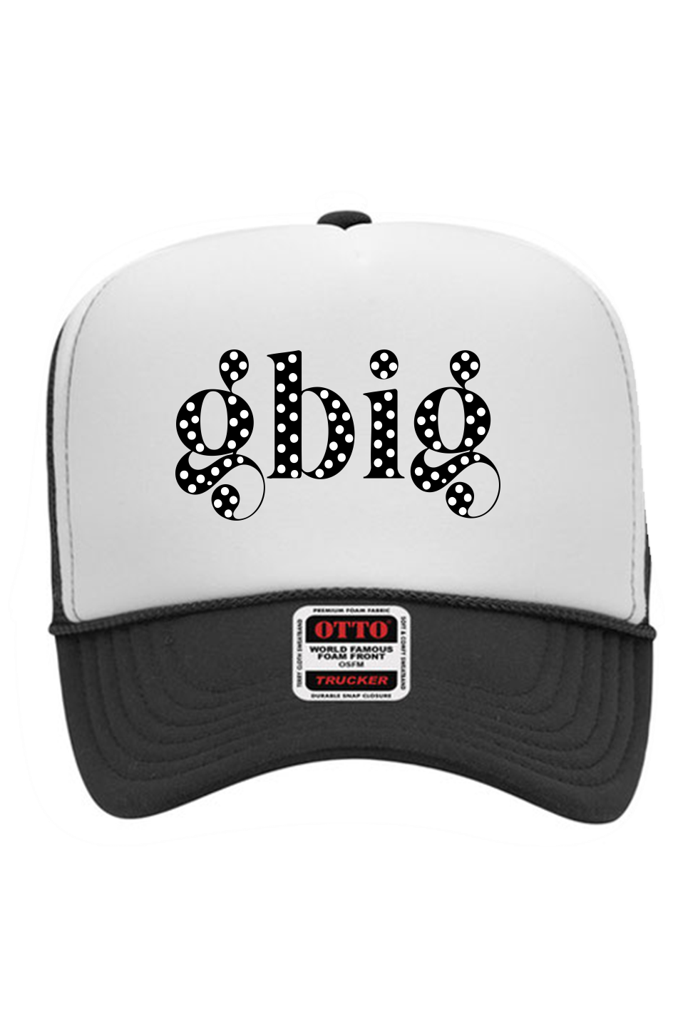 "Gbig" Polka Dots 5 Panel High Crown Trucker Cap