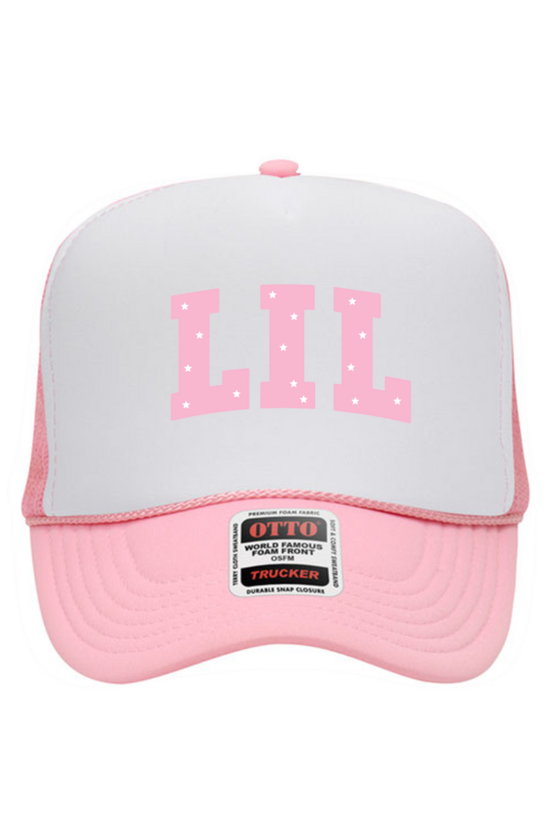 "Little" Block Letters w/ Stars High Crown Trucker Hat